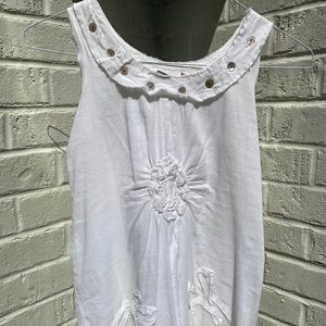 3 Pommes embroidered tank top white cotton girl's size 12